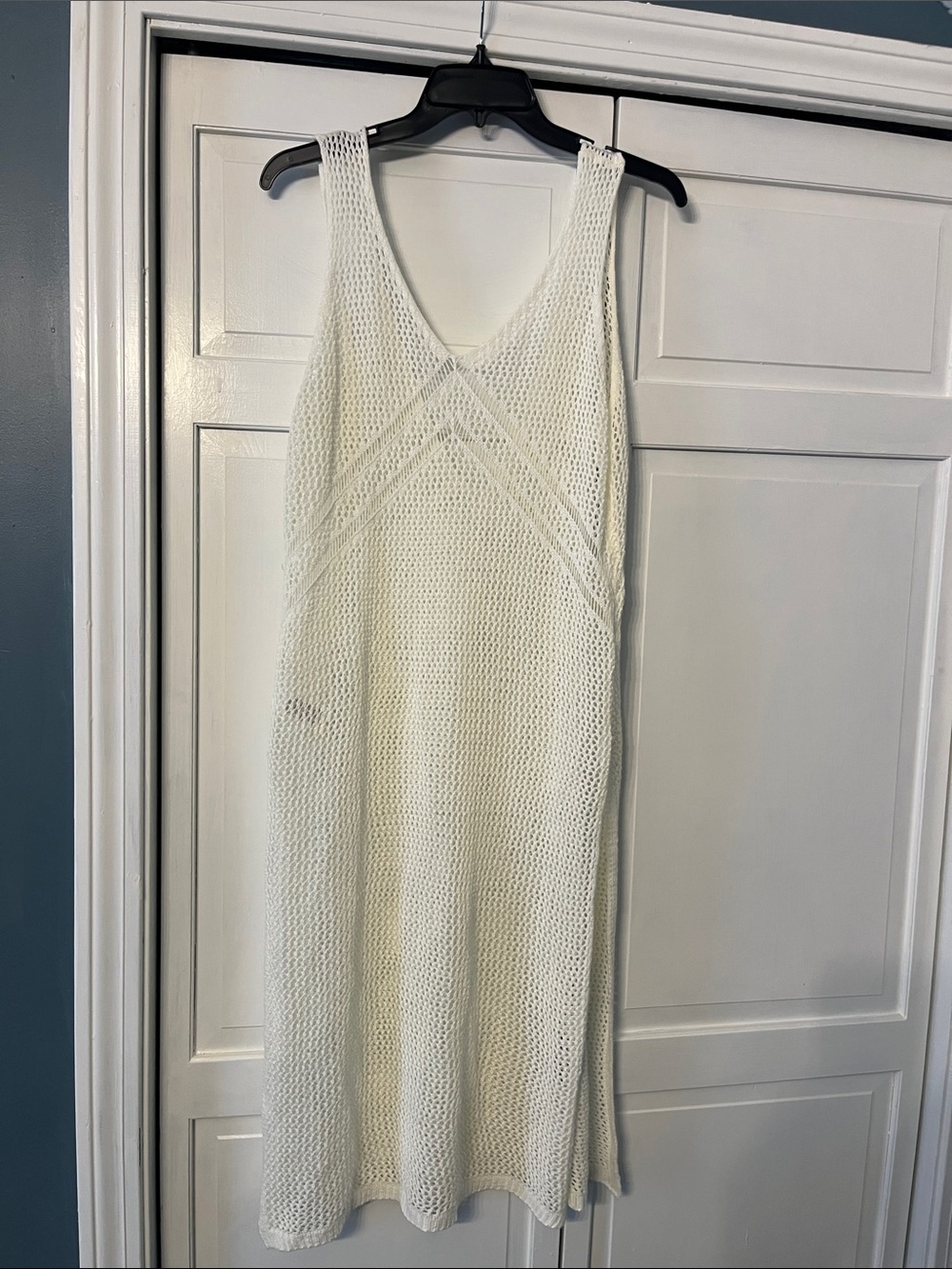 Women's Cupshe White Sleeveless V-Neck Knit Dress swim coverup